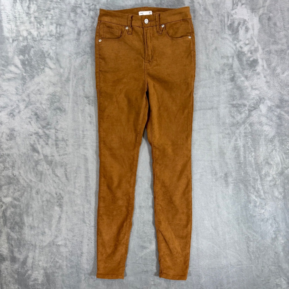 Good American Faux Suede Skinny Pants Women's 2 / 26 Tobacco Brown High Rise